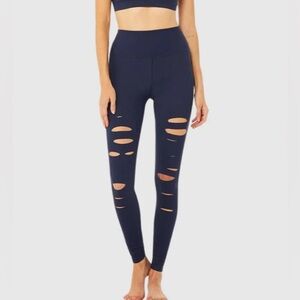 Alo Ripped Warrior navy blue leggings